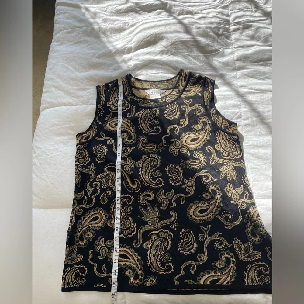 Exclusively Misook Black Sleeveless Paisley Knit Top – Size M - Picture 4 of 7